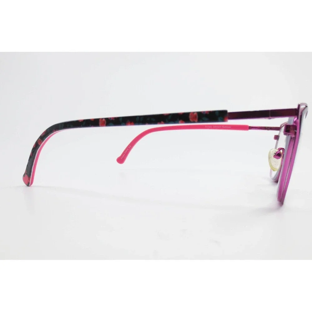 Betsey Johnson MAMMA MIA! BLK Cat Eye Eyeglasses Black Purple Floral 52-17-135
